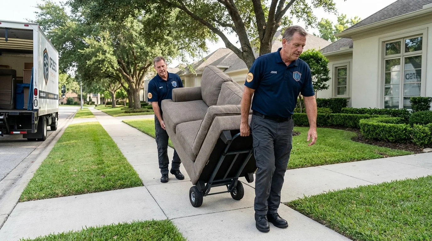 Local residential moving crew loading furniture in Fairfax, IA